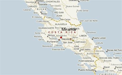 costa rica map with cities miramar